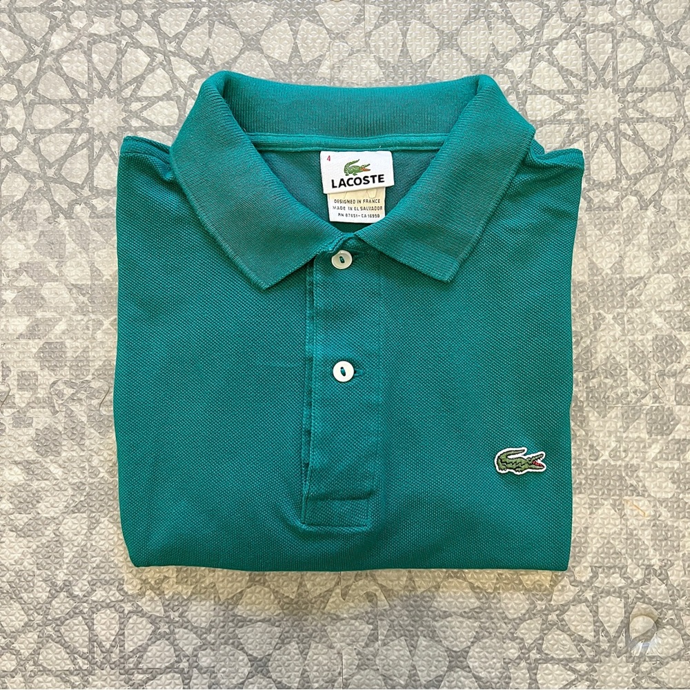 MENS Lacoste Pique Polo Shirt Collared GREEN SZ 4